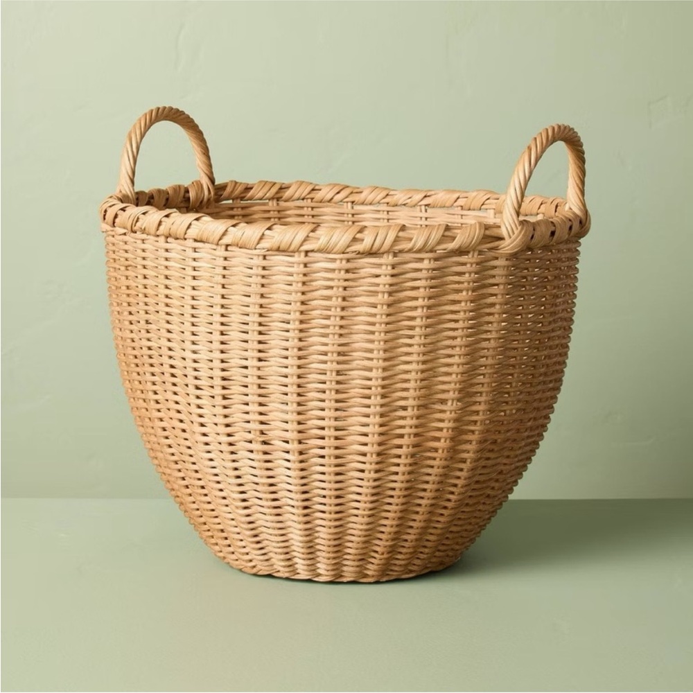 Large Round Woven Rattan Storage Basket with Handles - Hearth & Hand Magnolia